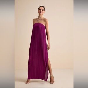 Lulus Yamuna Magenta Pleated Strapless Maxi Dress Pink - Size M